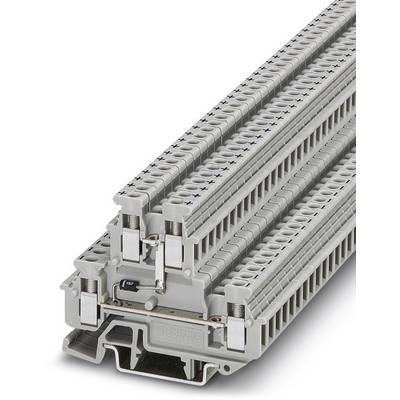 Sivá modulárna radová svorka s viacerými úrovňami pripojenia pre elektronické rozvádzače. Zobrazuje produktový dizajn a štruktúru.
