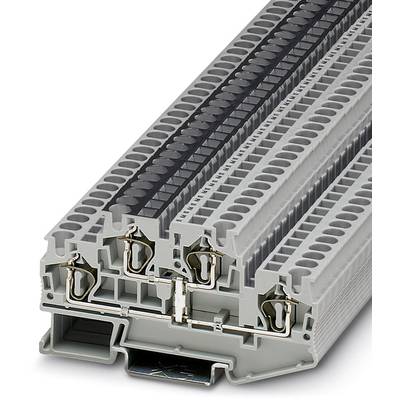 Elektrická radová svorka s viacerými pripojovacími bodmi a šedým krytom, vhodná pre použitie v rozvádzačoch a elektrických spojoch.