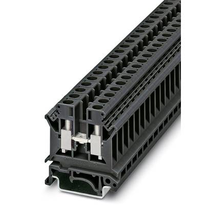 Čierny svorkovnicový blok s viacerými pripojovaciemi miestami, typický pre použitie v elektrických rozvádzačoch.