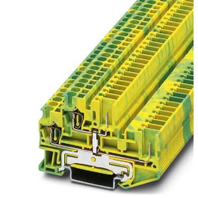 Žlto-zelená radová svorkovnica s viacerými pripojovacími miestami pre zapojenie v elektronických zariadeniach.