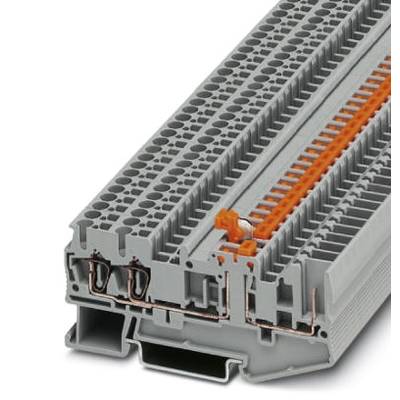 Šedo-oranžová svorka pre elektrotechniku, zobrazujúca viaceré body pripojenia na upevnenie káblov.