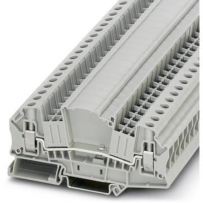 Sivý svorkovnicový blok s viacerými úrovňami pre priemyselné elektrické pripojenia.