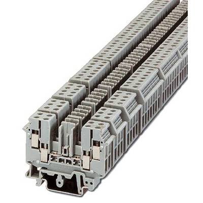 Sivý rozvodný elektrický blok s viacerými úrovňami pre elektrické pripojenia, používaný v elektrickej inštalácii na organizáciu vedenia.