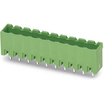 Zelený elektronický zástrčkový konektor, podlhovastého tvaru s viacerými kontaktnými bodmi.