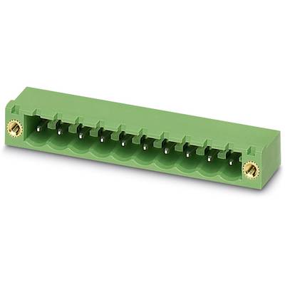 Zelený elektrický konektor s viacerými zásuvkami a dvoma zlatými skrutkovými úchytmi na koncoch.