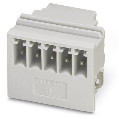 Šedý, obdĺžnikový elektrický konektor s piatimi svorkami, vhodný pre elektrické zapojenie alebo montážne účely.