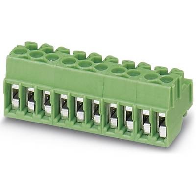 Zelená svorka s viacerými pripojovacími bodmi, vhodná pre prepojenia na doske plošných spojov v elektronických obvodoch.