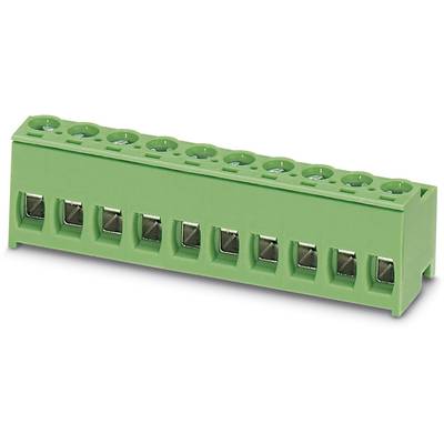 Zelený elektrický konektor s desiatimi svorkami, vhodný pre zapojenie a elektroinštalácie.