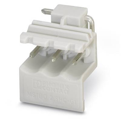 Biely elektrický konektor s tromi kovovými kolíkmi, vhodný pre inštaláciu do elektrických alebo elektronických zariadení.