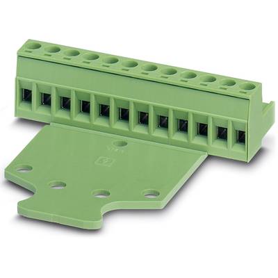 Zelená elektronická spojovacia súčiastka s viacerými pripájacími svorkami na bielom pozadí.