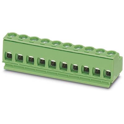 Zelený konektor s jedenástimi pripojeniami, vhodný pre elektrické prepojenia v priemyselných aplikáciách.