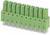 Zelený elektrický konektor s deviatimi vývodmi zobrazuje radové prepojenie, ktoré sa používa pre dosky plošných spojov.