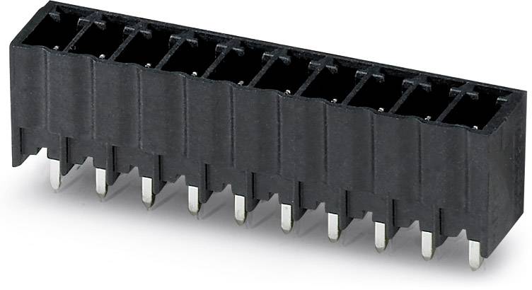 Čierny ženský konektor s desiatimi kovovými pinmi, často používaný pre elektrické prepojenia v elektronických zariadeniach.