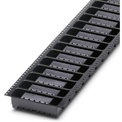 'SMD balenie so zásobníkmi na komponenty v čiernej farbe v rade, určené pre automatizované osadzovacie procesy.'