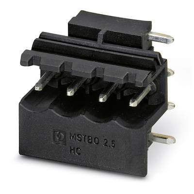 Čierny elektrický konektor s viacerými kovovými kolíkmi, označený ako 'MSTBO 2,5 HC'.