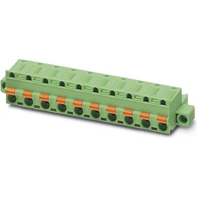 Zelený elektrický pripojovací blok s oranžovými pákami. Vyvinutý pre pripojenie viacerých kabeláží.