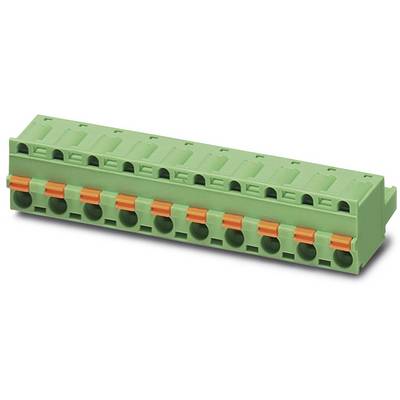 Zelený elektronický konektor s oranžovými pákami, určený na bezpečné prepojenie káblov v elektrických obvodoch.