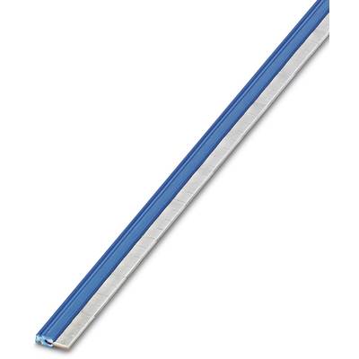 Modré a strieborné pravítko v diagonálnom pohľade, zobrazujúce centimetrové a milimetrové značky na meranie dĺžky.