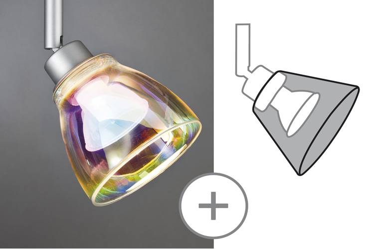 Farebná žiarovka vedľa načrtnutej verzie tej istej žiarovky na sivom pozadí s plusovým znamienkom dole.