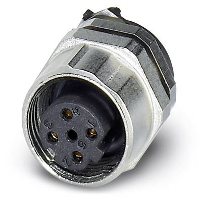 Kovový kruhový konektor s viacerými kontaktnými miestami pre elektrické prepojenia, často používaný v elektronike.