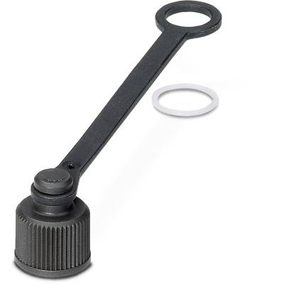 Čierny, podlhovastý uzáver fľaše s krúžkom a vrúbkovaným skrutkovacím mechanizmom, vedľa ktorého je biely tesneniaci krúžok.