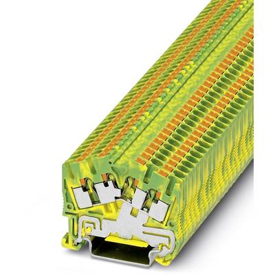 Radová svorka v žlto-zelenej farbe s viacerými pripojeniami, slúži na elektrické prepojenie v rozvádzačoch.