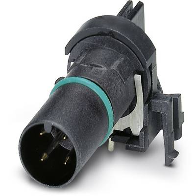 Plastový konektor s tromi kovovými kolíkmi a zeleným tesniacim krúžkom. Používa sa v elektrických spojoch pre stabilitu a izoláciu.