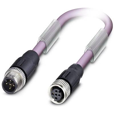 Fialový ethernetový kábel s dvoma čiernymi konektormi na koncoch.