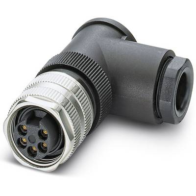 Čierny pravouhlý elektrický konektor s viacerými zásuvkami a strieborným upevňovacím krúžkom.