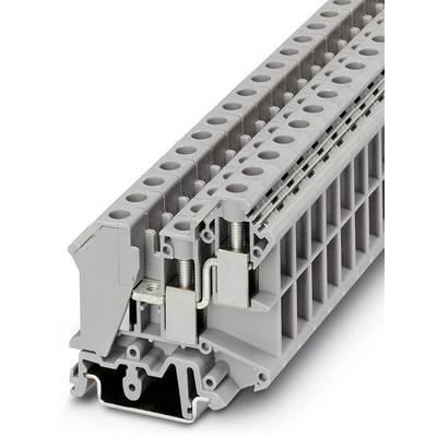 Šedý, modulárny sériový svorkovnicový systém pre elektrické pripojenia, pohľad z boku odhaľuje vnútorný mechanizmus na upevnenie kábla.