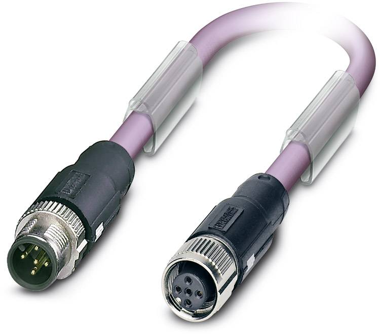 Fialový XLR kábel s mužským a ženským konektorom, používaný pre audioaplikácie, na bielom pozadí.