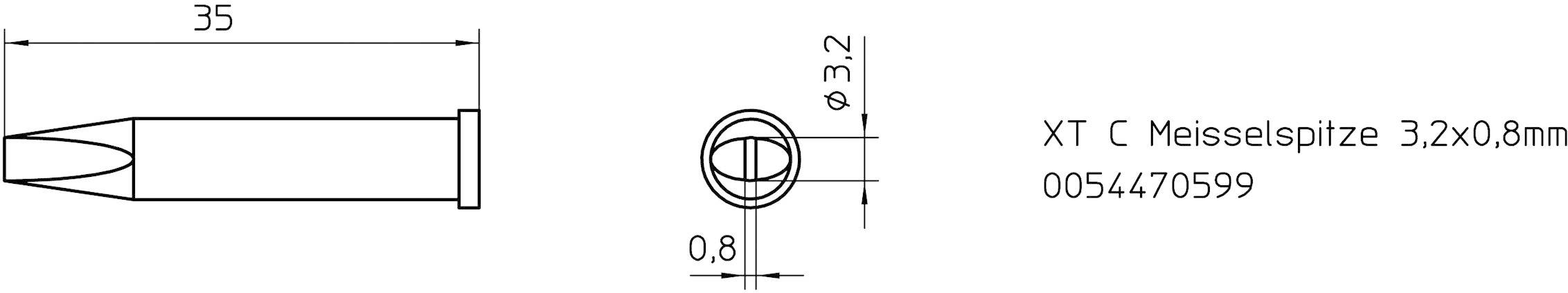 Weller XT-C Loddespids Mejselform Spidsstørrelse 3.2 mm Indhold 1 stk