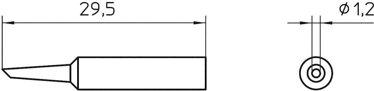 Weller XNT 4 Loddespids Rund form, skråtskåret 45° Spidsstørrelse 1.2 mm Indhold 1 stk