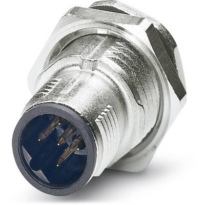 Šesťpólový kovový konektor s vrúbkovaným krytom, vhodný pre priemyselné alebo technické aplikácie.