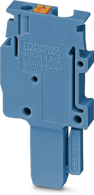 Modrý elektrický konektor od Phoenix Contact, model 'PP-H 1,5/S', vhodný pre 500V a káble 1,5mm².