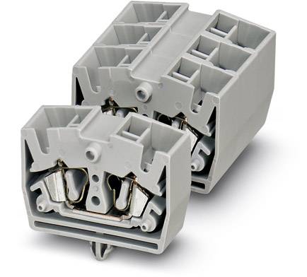 Sivý technický komponent pozostávajúci z dvoch prepojených svoriek. Zobrazuje internú štruktúru a mechanizmy prepojenia.
