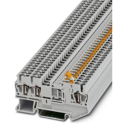 Sivý, obdĺžnikový elektrický konektor s viacerými konektormi a oranžovými komponentmi z bočného pohľadu.