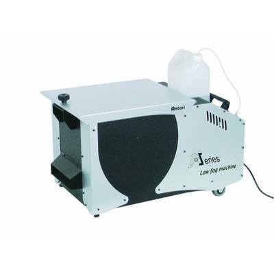 Hmlovový stroj s bielym kanistrom na vrchu, označený ako 'Low fog machine'. Používaný pre rôzne podujatia.