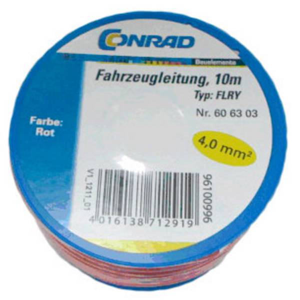 Conrad Components 606303 vedenie vo vozidlách, FLRY-B, 1 x 4 mm², červená, 10 m