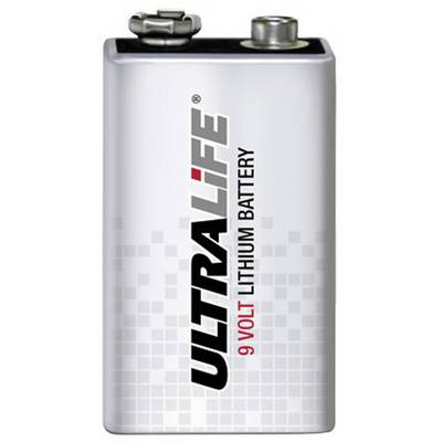 Lítiová batéria s nápisom 'Ultralife 9 Volt'. Vhodná pre elektronické zariadenia, známa dlhou výdržou.