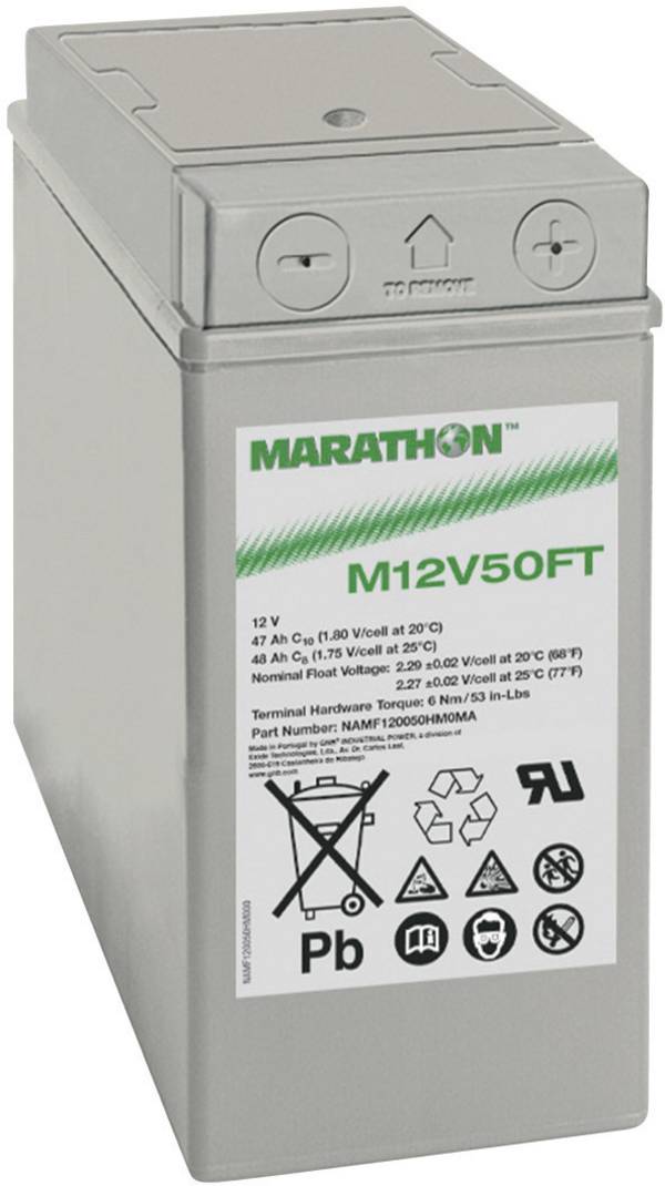 GNB Marathon EXIM12V50FT NAMF120050HM0FB olovený akumulátor 12 V 47 Ah olovený so skleneným rúnom (š x v x h) 107 x 231 x 280 mm skrutkované M6 bezúdržbová