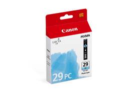 Atramentová kazeta Canon 29 PC, atrament Lucy, pre tlačiarne Pixma. Balenie zobrazuje modrú farebnú vlnu.