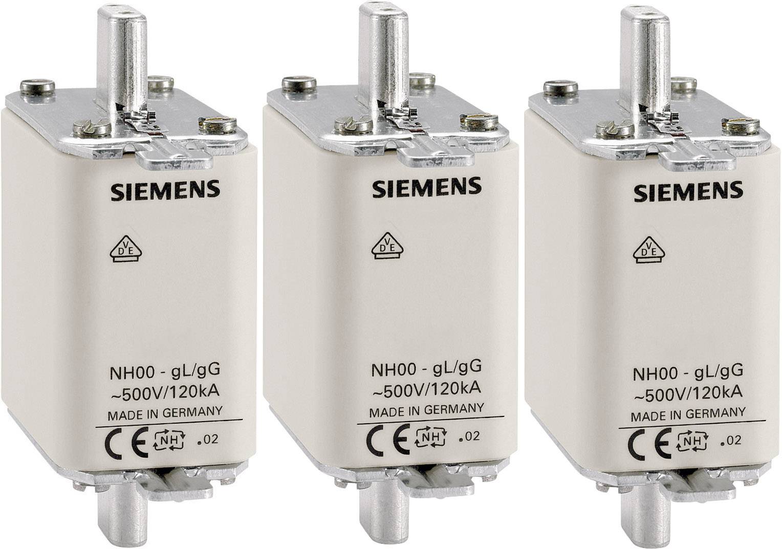 Siemens 3NA3822 Fusibile NH Misura fusibile = 000 63 A 500 V/AC, 250 V/AC 3 pz.