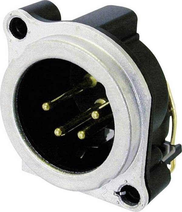 XLR zástrčka Neutrik NC4MBH-CON, prírubové uhlová, 4-pól., strieborná
