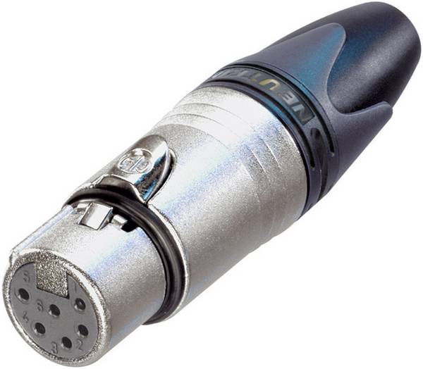 XLR káblová zásuvka Neutrik NC6FXX, rovná, 6-pól., 3,5 - 8 mm, strieborná