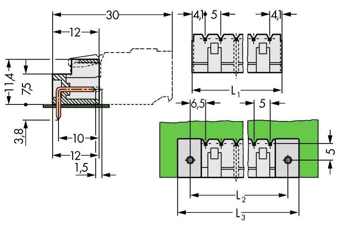 WAGO Stiftliste (standard) 2060 Samlet antal poler 5 Rastermål: 5 mm 721-465/001-040 200 stk