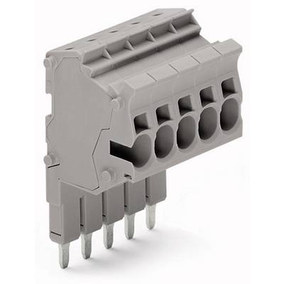 Šedý päťpólový konektor. Vhodný pre elektronické aplikácie na upevnenie a prepojenie vedení.