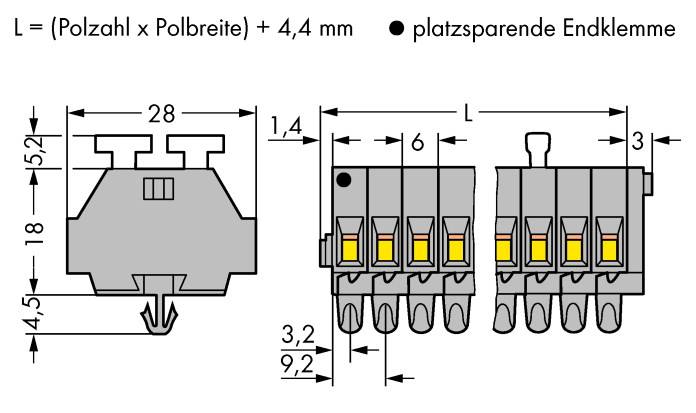 WAGO 261-157/341-000 svorková lišta 6 mm pružinová svorka Osadenie: L sivá 50 ks Package