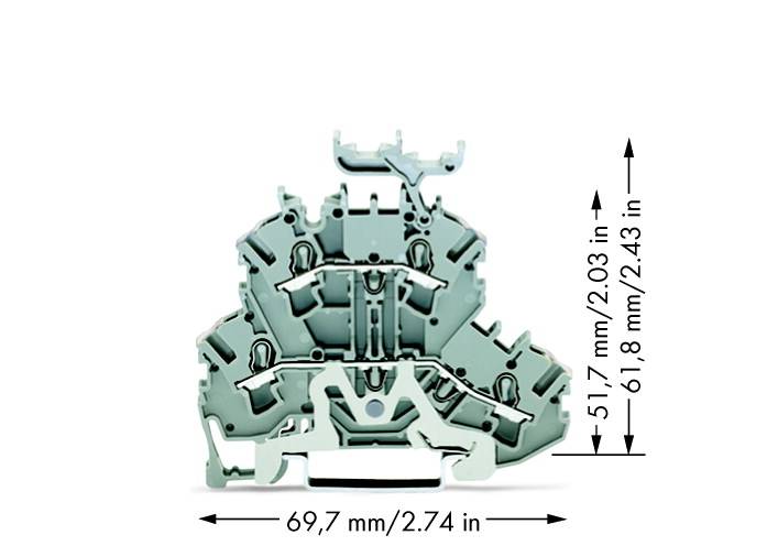 WAGO 2002-2258 dvojitá svorka tieniaceho vedenia 5.20 mm pružinová svorka Osadenie: L sivá 50 ks Piece