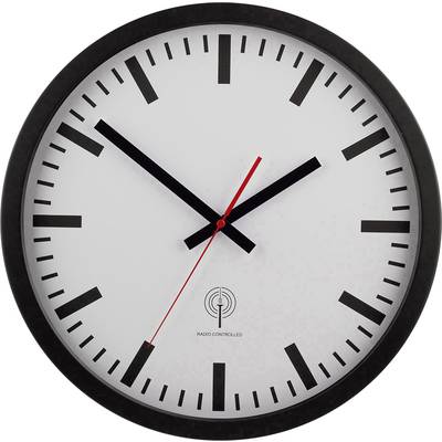 staničné DCF nástenné hodiny EUROTIME 56862, Vonkajší Ø 40 cm, čierna